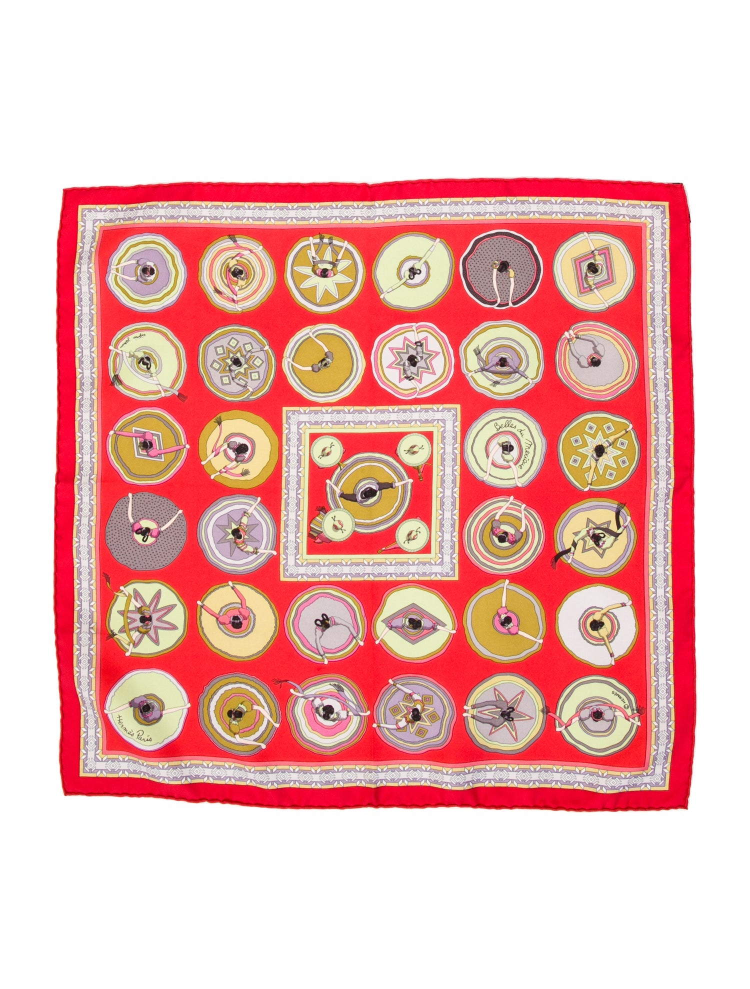 Hermès Silk Belles du Mexique Pocket Square